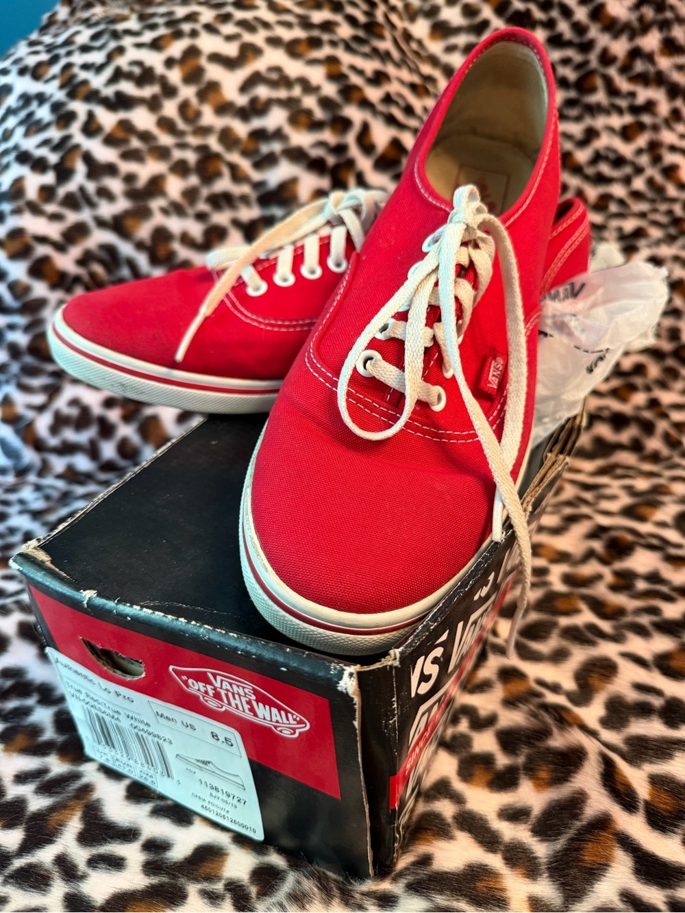Vans Women’s Low-Top Canvas Sneaker in Red with White Trim